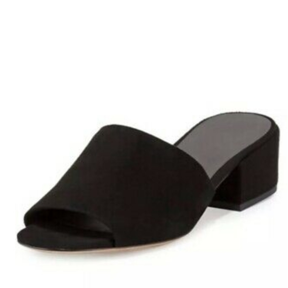 Vince rachelle black block heeled suede sandals